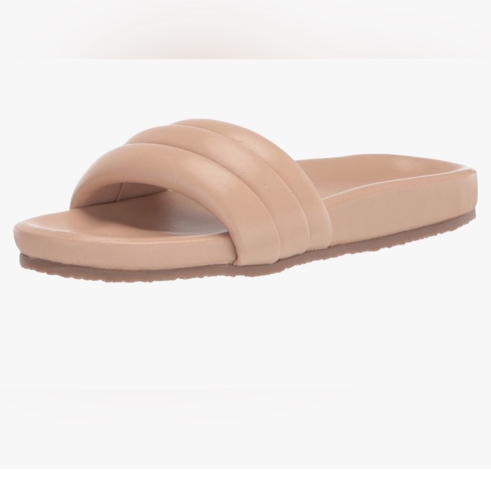 SEYCHELLES Beige Tan Quilted slip on Flip Flops Very Clean EUC Sz 9